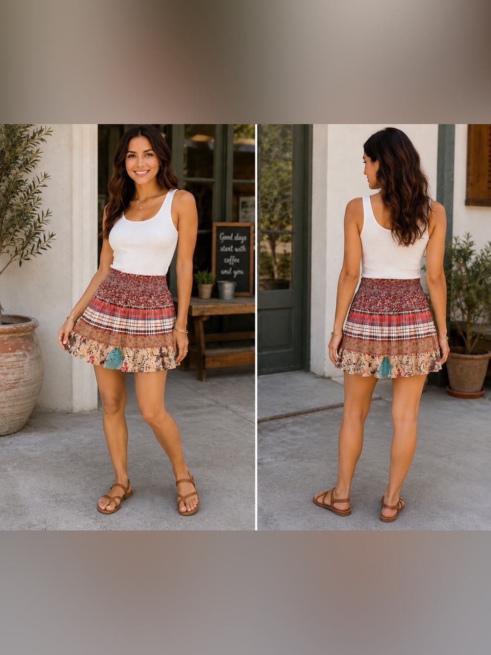 Fire Los Angeles Y2K BOHO Red Multi Tiered Mini Skirt Size Medium-GUC